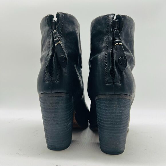Rag and Bone Boots Womens 8.5 Black Distressed Leather Heeled Ankle Bootie Shoes - Picture 7 of 10